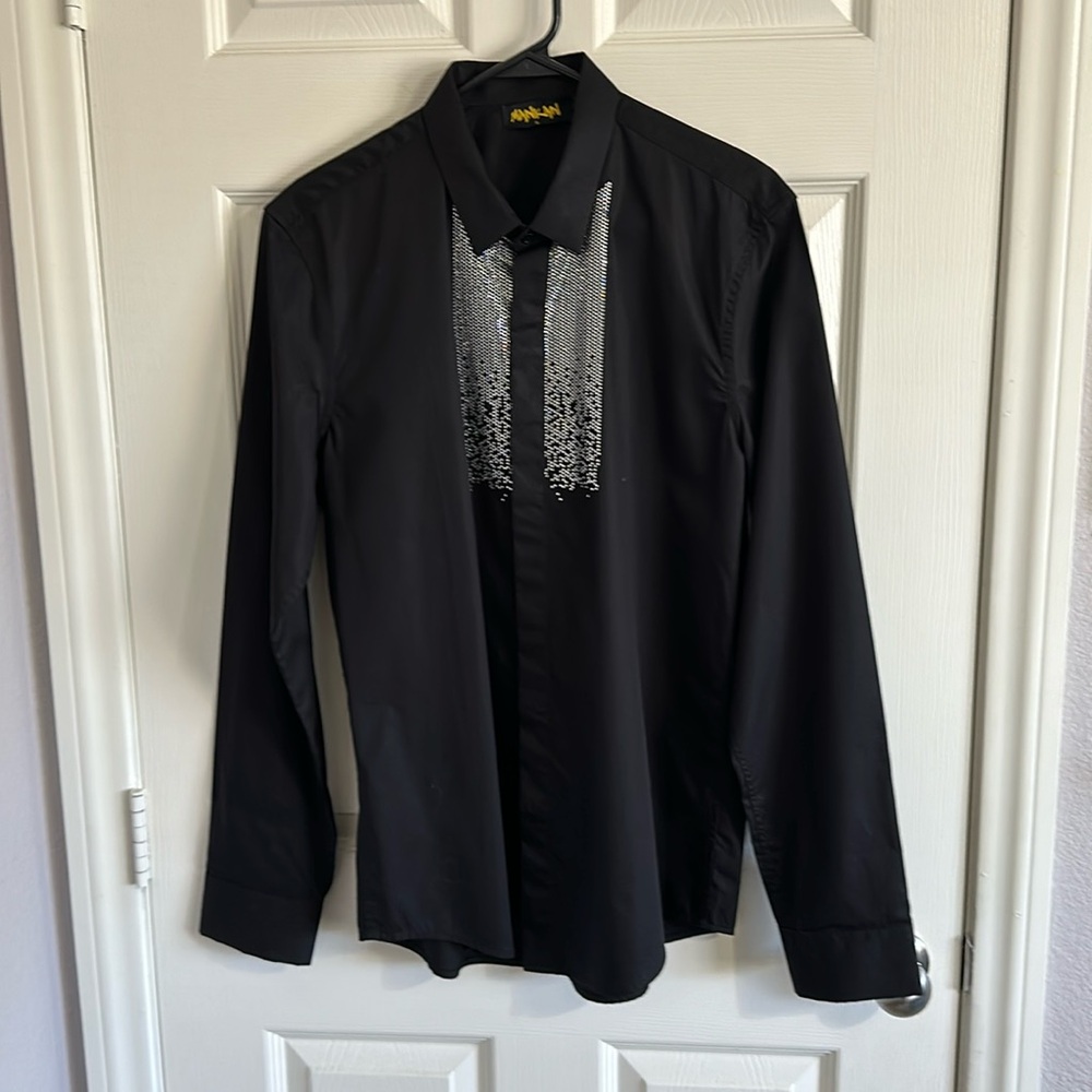 Black Bling tuxedo shir